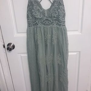 Sage green lace boutique dress